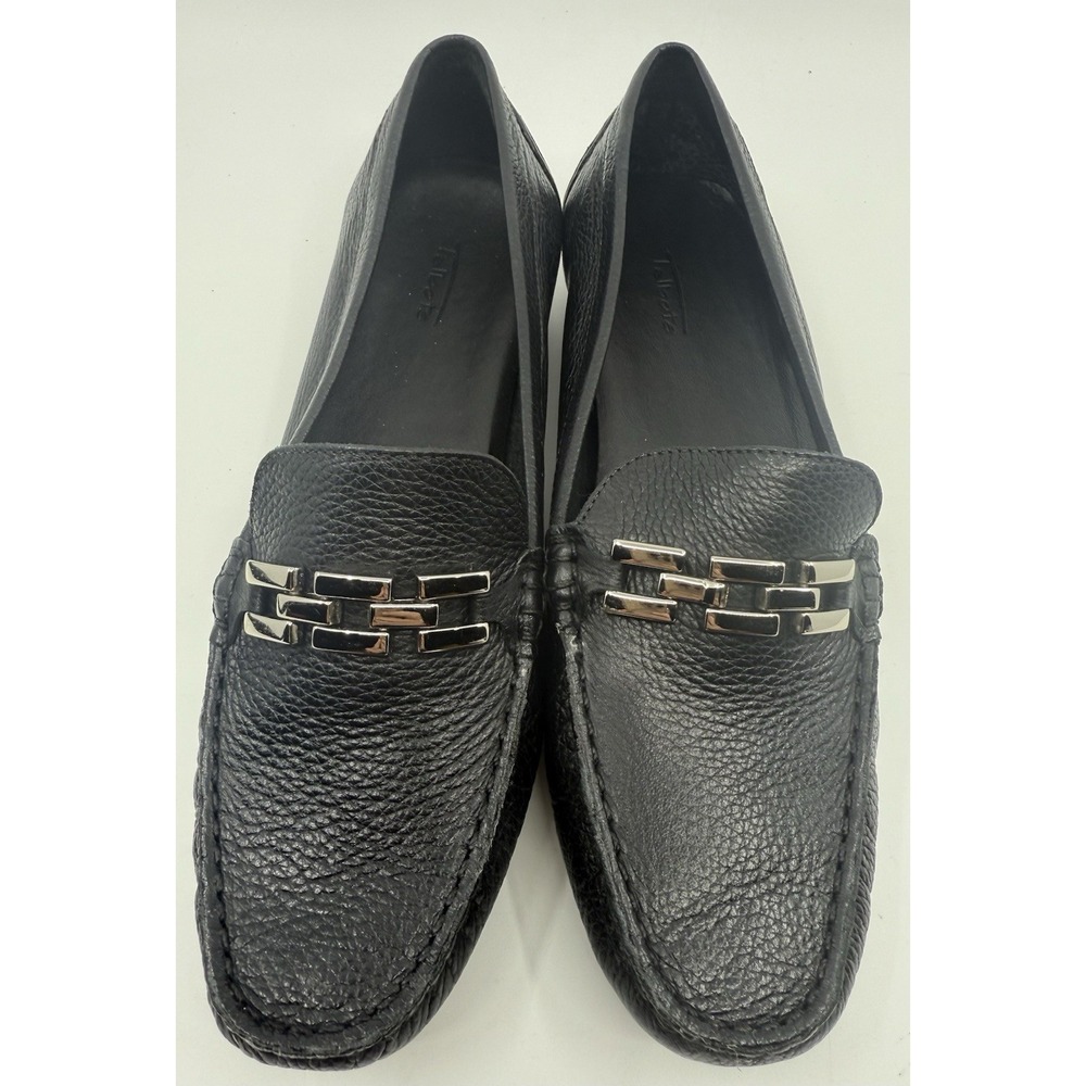 Talbots Nadia15 Panther Link Leather Loafers Shoes Flats Sz 8 Black Soft NIB